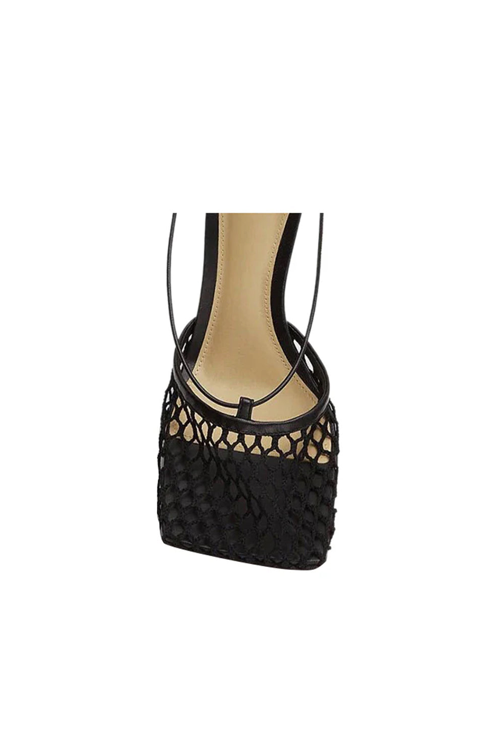 Yellow Stiletto Heel Lace Up Fishnet High Heel Sandals