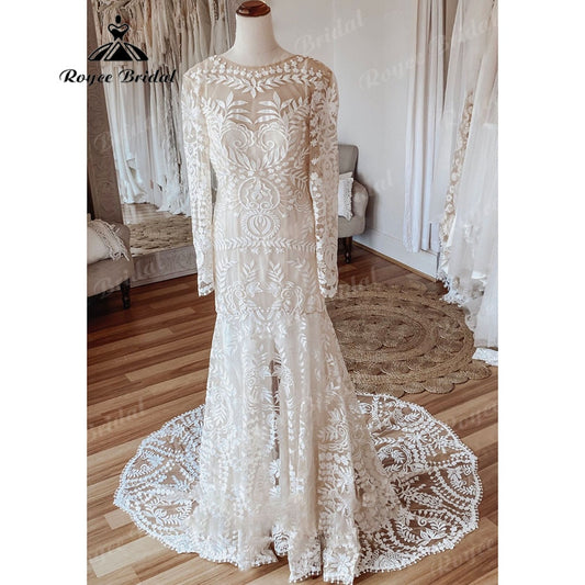 Bohemian Boho Mermaid Lace Beach Wedding Dress for Women 2025 Robe Mariee Chic Bridal Wedding Gowns Custom Made hochzeitskleid