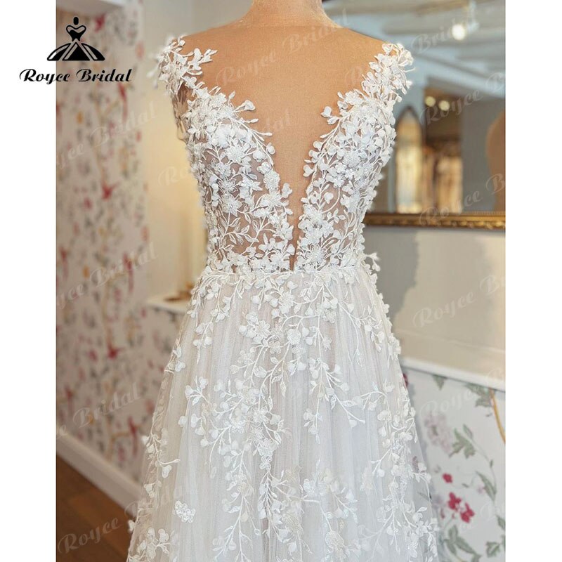 Boho A-Line Wedding Dress Custom For Women 2025 Sexy Off the Shoulder Backless Lace Appliques Bride Gown Sweep vestidos de novia