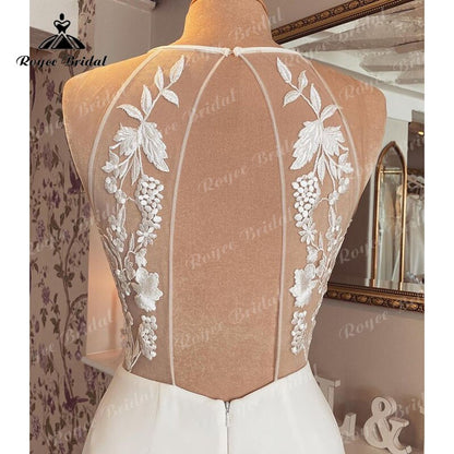 Mermaid/Trumpet Halter Off the Shoulder Wedding Dress Satin Lace Applique Open Back Illusion vestido de boda corte sirena 2022