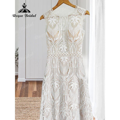 Robe Mariee Boho Lace Bohemian Mermaid Wedding Dress Open Back Beach Sleeveless 2025 Wedding Bridal vestido de noiva Elegant