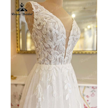 Roycebridal 2025 Robe Mariage Wedding Dress V Neck Lace Appliques Wedding Gowns for Bridal robe de réception de mariage Elegant