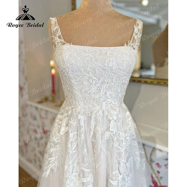 Roycebridal Luxury Lace Appliques Square Collar wedding dress 2025 Long Off White Wedding Gowns for Women robe de soirée femme