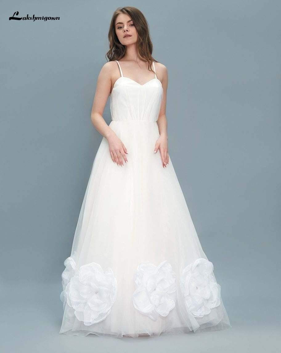 A line Flower Wedding Dresses Off Shoulder - ROYCEBRIDAL OFFICIAL STORE