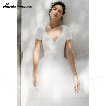 A Line Lace Wedding Dresses Elegant Applique Long Sleeve - ROYCEBRIDAL OFFICIAL STORE