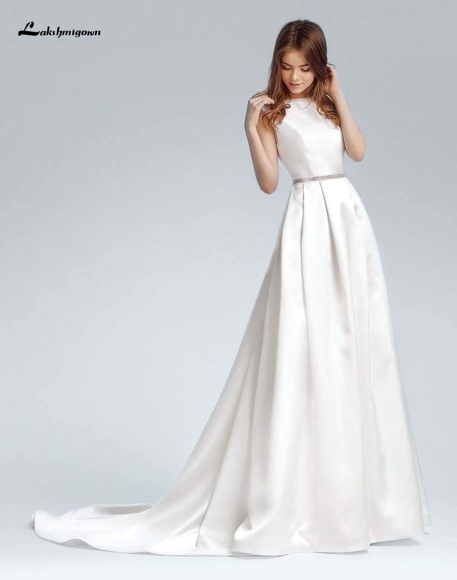 A-line satin Wedding Dresses with sashes Sexy African - ROYCEBRIDAL OFFICIAL STORE