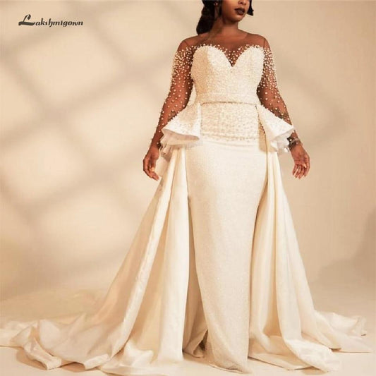 African Mermaid Wedding Dress Long Sleeve - ROYCEBRIDAL OFFICIAL STORE