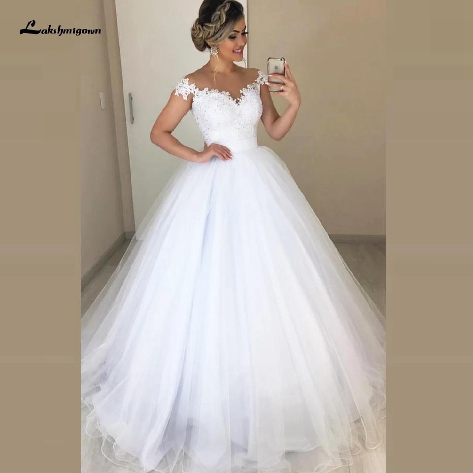 African White Lace Garden Wedding Dresses Ball Gown Styles - ROYCEBRIDAL OFFICIAL STORE