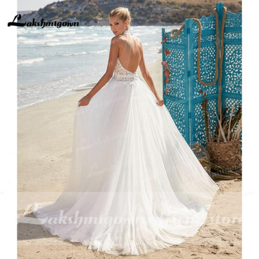 Backless Summer Lace Off the Shoulder Wedding Dresses - ROYCEBRIDAL OFFICIAL STORE