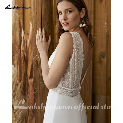 Beach A-line Wedding Dress Bridal Gowns Backless - ROYCEBRIDAL OFFICIAL STORE