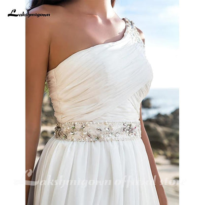 Beach One Shoulder A-Line Wedding Dresses - ROYCEBRIDAL OFFICIAL STORE