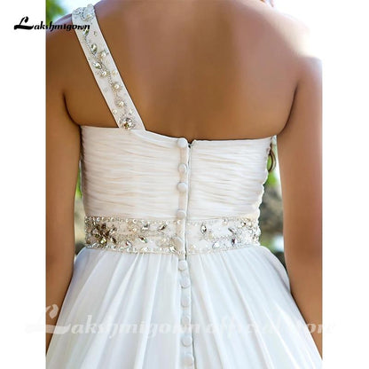 Beach One Shoulder A-Line Wedding Dresses - ROYCEBRIDAL OFFICIAL STORE