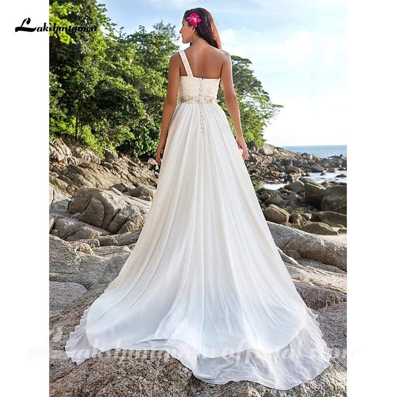 Beach One Shoulder A-Line Wedding Dresses - ROYCEBRIDAL OFFICIAL STORE