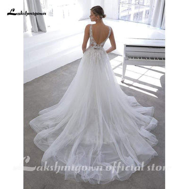 Beach Wedding Dresses Soft Tulle Lace - ROYCEBRIDAL OFFICIAL STORE