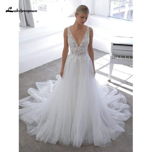 Beach Wedding Dresses Soft Tulle Lace - ROYCEBRIDAL OFFICIAL STORE