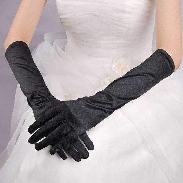 Gothic Satin Wedding Hand Glove Sexy Bridal Gloves Women - ROYCEBRIDAL OFFICIAL STORE