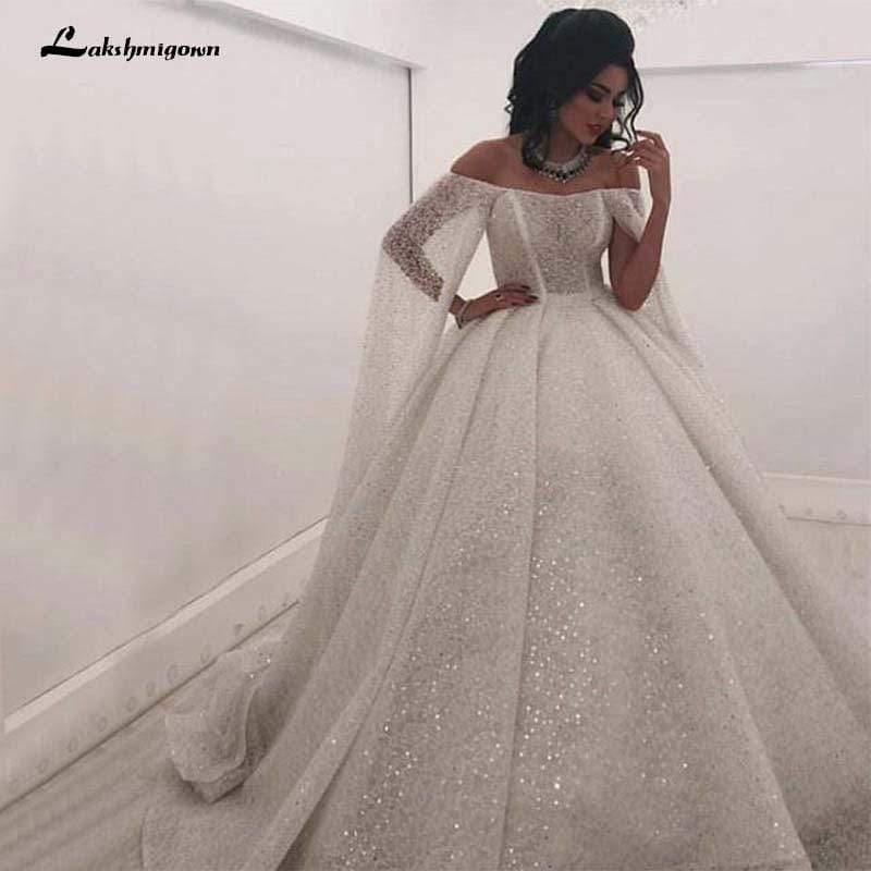 Bling Bling Dubai Sequined Lace Wedding Dresses Luxury - ROYCEBRIDAL OFFICIAL STORE