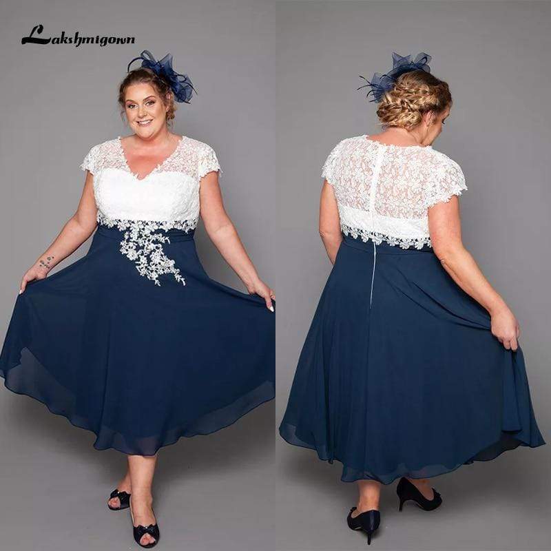 Blue Mother Of The Bride Dresses A-line Short Sleeves - ROYCEBRIDAL OFFICIAL STORE