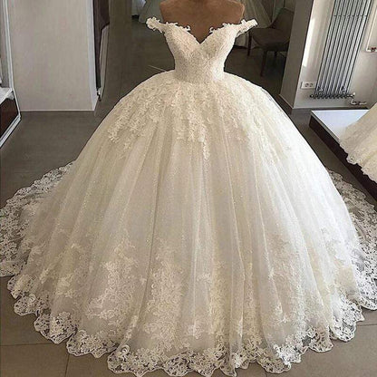 Bridal Gowns Ball Gown Lace Applique Wedding Dress - ROYCEBRIDAL OFFICIAL STORE