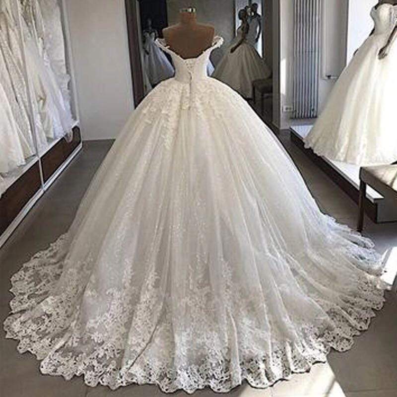 Bridal Gowns Ball Gown Lace Applique Wedding Dress - ROYCEBRIDAL OFFICIAL STORE