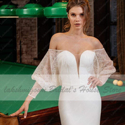 Bridal Mermaid Wedding Dress Satin Sexy Women Lace - ROYCEBRIDAL OFFICIAL STORE