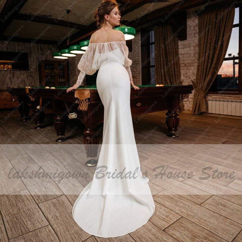 Bridal Mermaid Wedding Dress Satin Sexy Women Lace - ROYCEBRIDAL OFFICIAL STORE