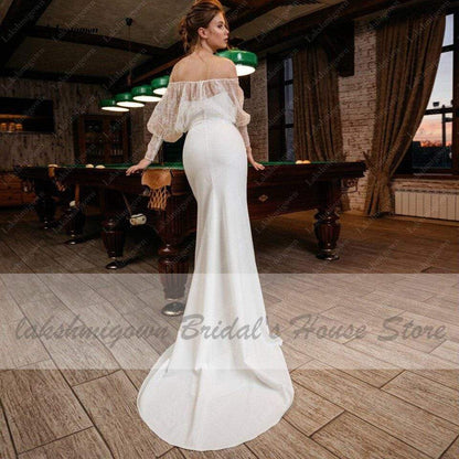 Bridal Mermaid Wedding Dress Satin Sexy Women Lace - ROYCEBRIDAL OFFICIAL STORE