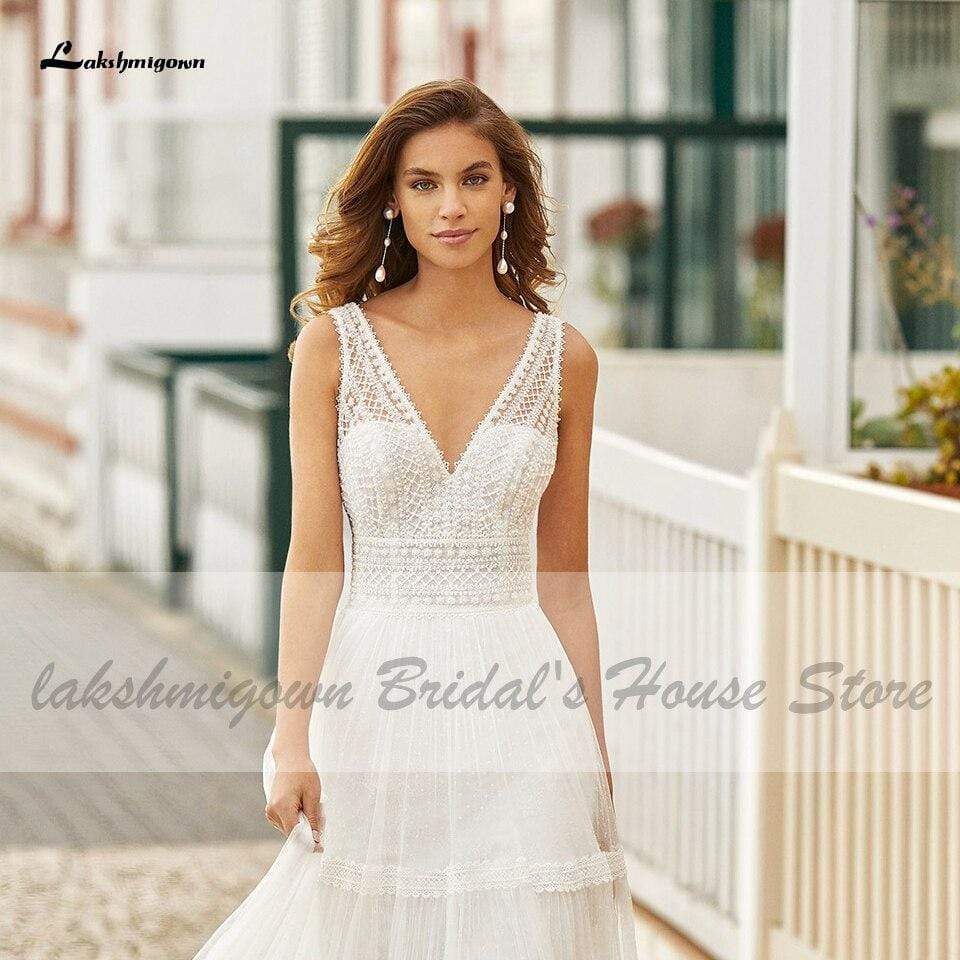 Bridal Summer Beach Wedding Dress Boho Style - ROYCEBRIDAL OFFICIAL STORE