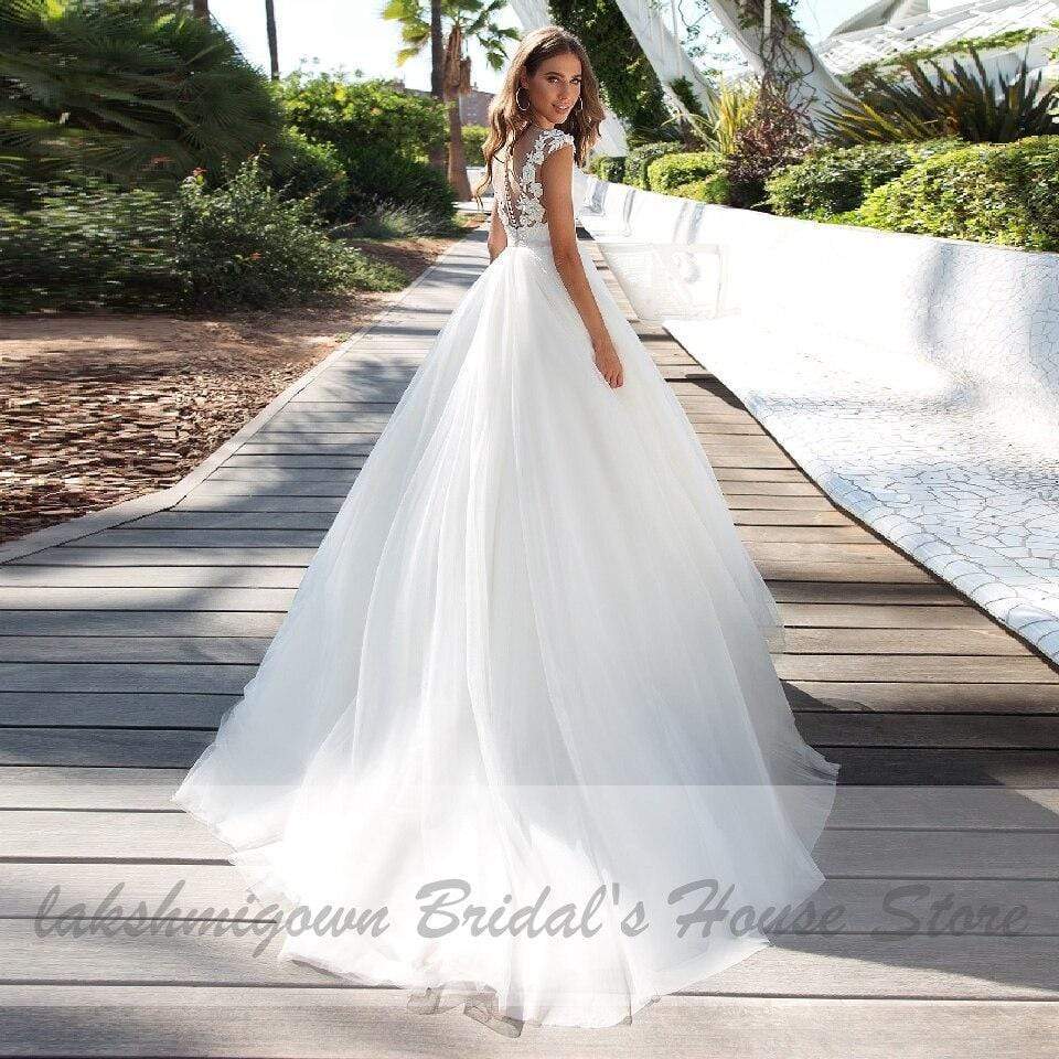 Bridal White Dresses Tulle Wedding Dresses - ROYCEBRIDAL OFFICIAL STORE