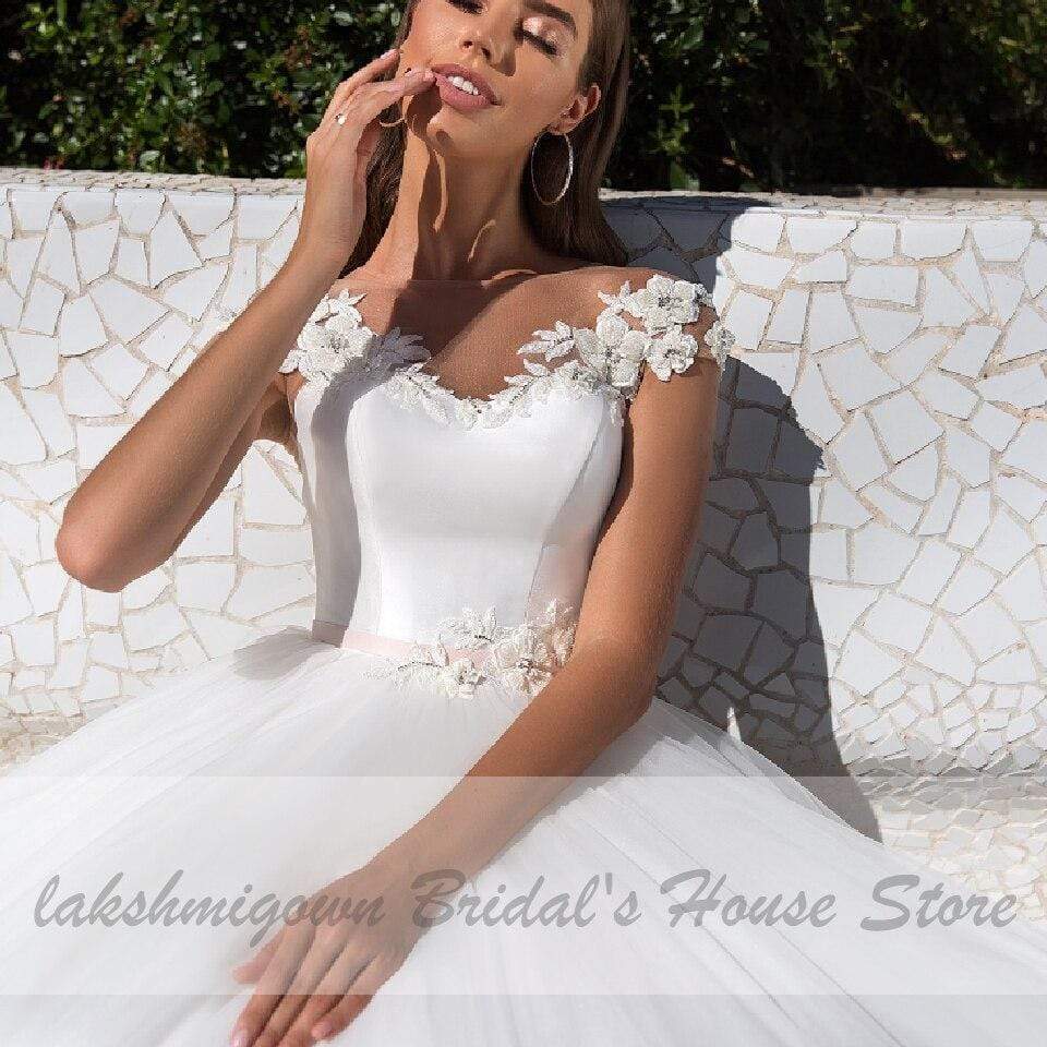 Bridal White Dresses Tulle Wedding Dresses - ROYCEBRIDAL OFFICIAL STORE