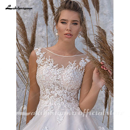 Champagne Wedding Dresses Shiny Tulle - ROYCEBRIDAL OFFICIAL STORE