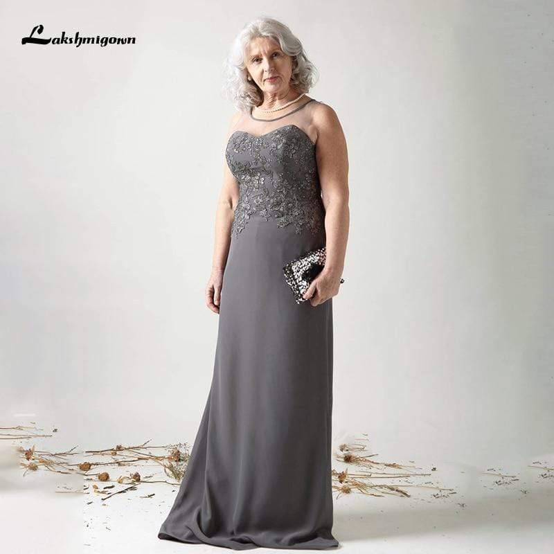 Charcoal Gray Chiffon Mother of the Bride Dresses - ROYCEBRIDAL OFFICIAL STORE