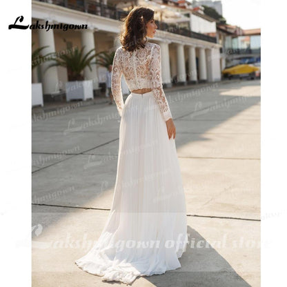 Charming Beach Lace Wedding Dresses A-line - ROYCEBRIDAL OFFICIAL STORE