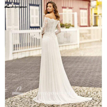 Charming Beach Lace Wedding Dresses A-line - ROYCEBRIDAL OFFICIAL STORE