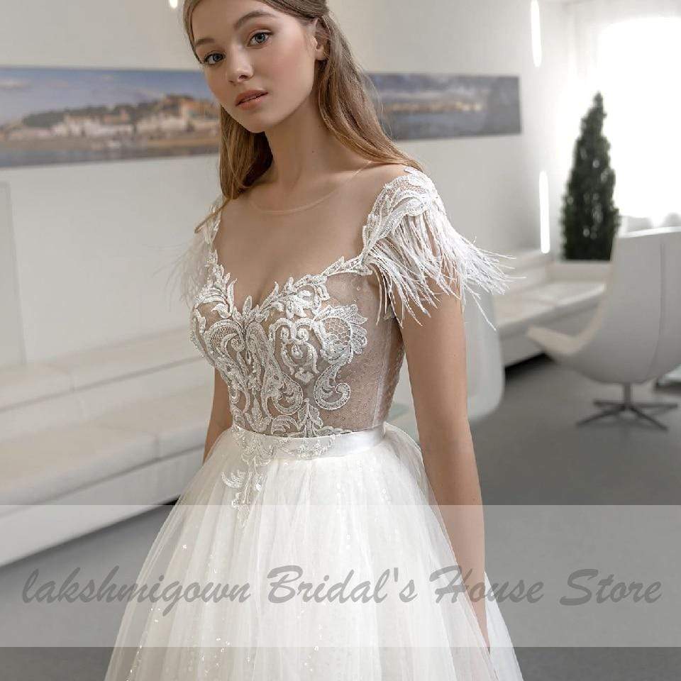 Chic Bridal Dress Glitter Tulle Wedding Gown - ROYCEBRIDAL OFFICIAL STORE