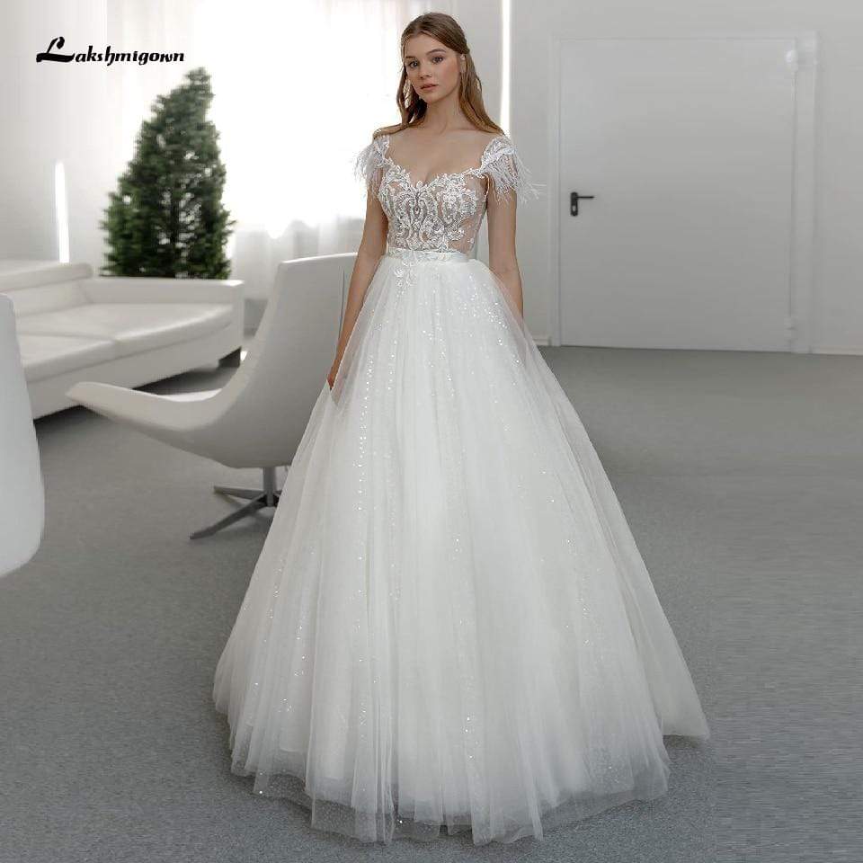 Chic Bridal Dress Glitter Tulle Wedding Gown - ROYCEBRIDAL OFFICIAL STORE