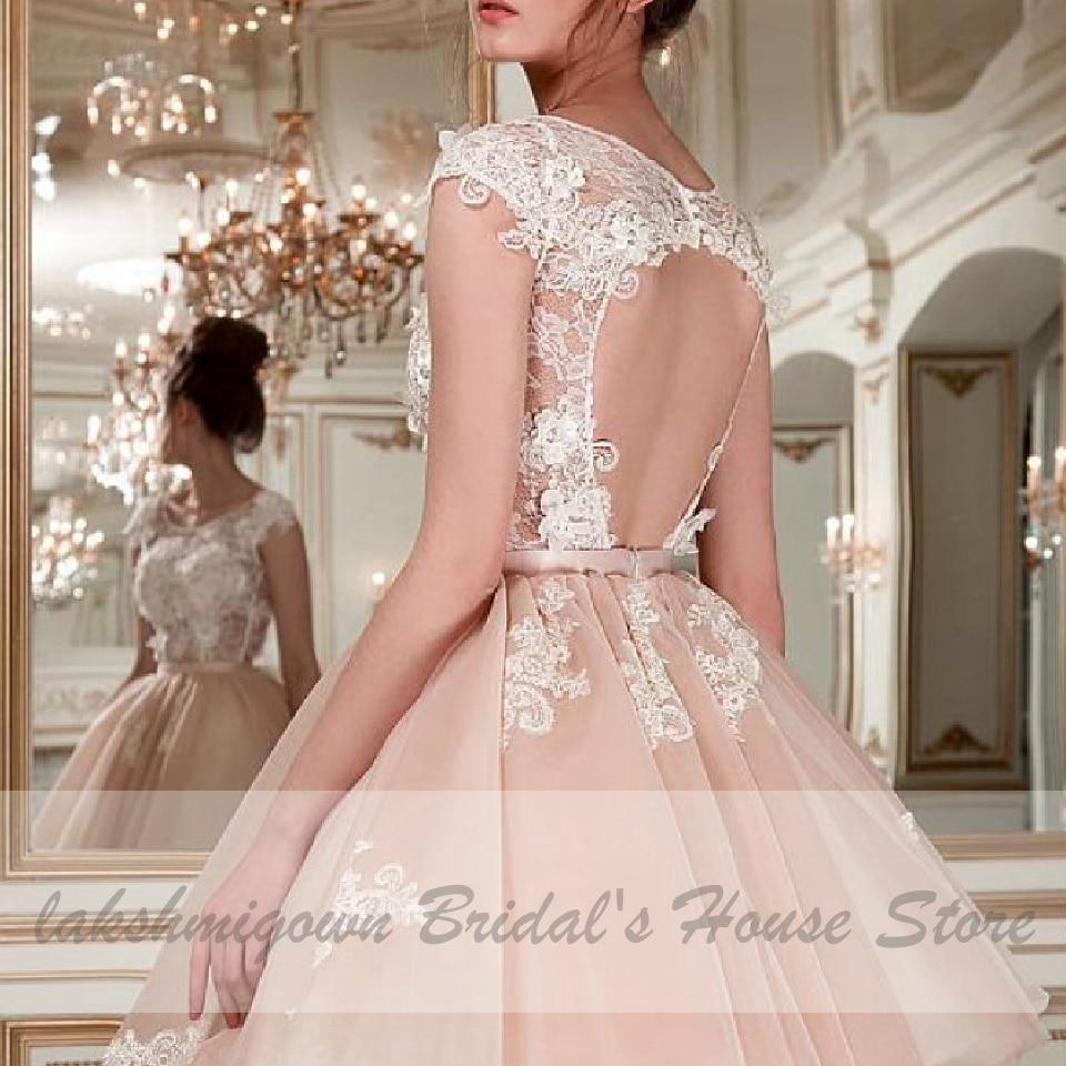 Chic Champagne Short Wedding Dress Sexy Bridal Dress - ROYCEBRIDAL OFFICIAL STORE