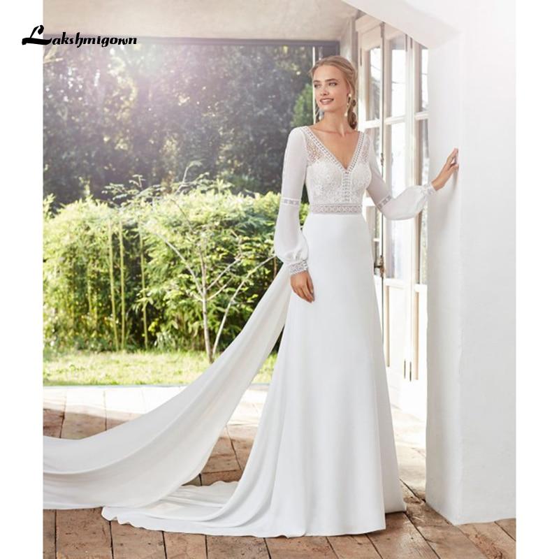 Chiffon Appliques Wedding Dresses for Bride A Line - ROYCEBRIDAL OFFICIAL STORE