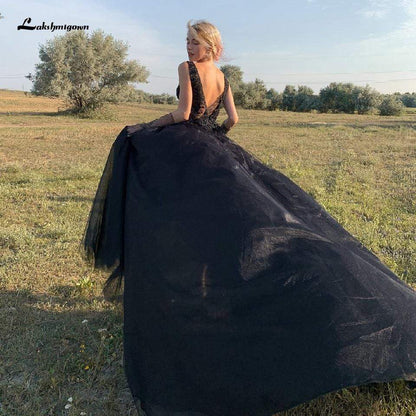 Classic Bridal Sexy Gothic Black Wedding Dress - ROYCEBRIDAL OFFICIAL STORE