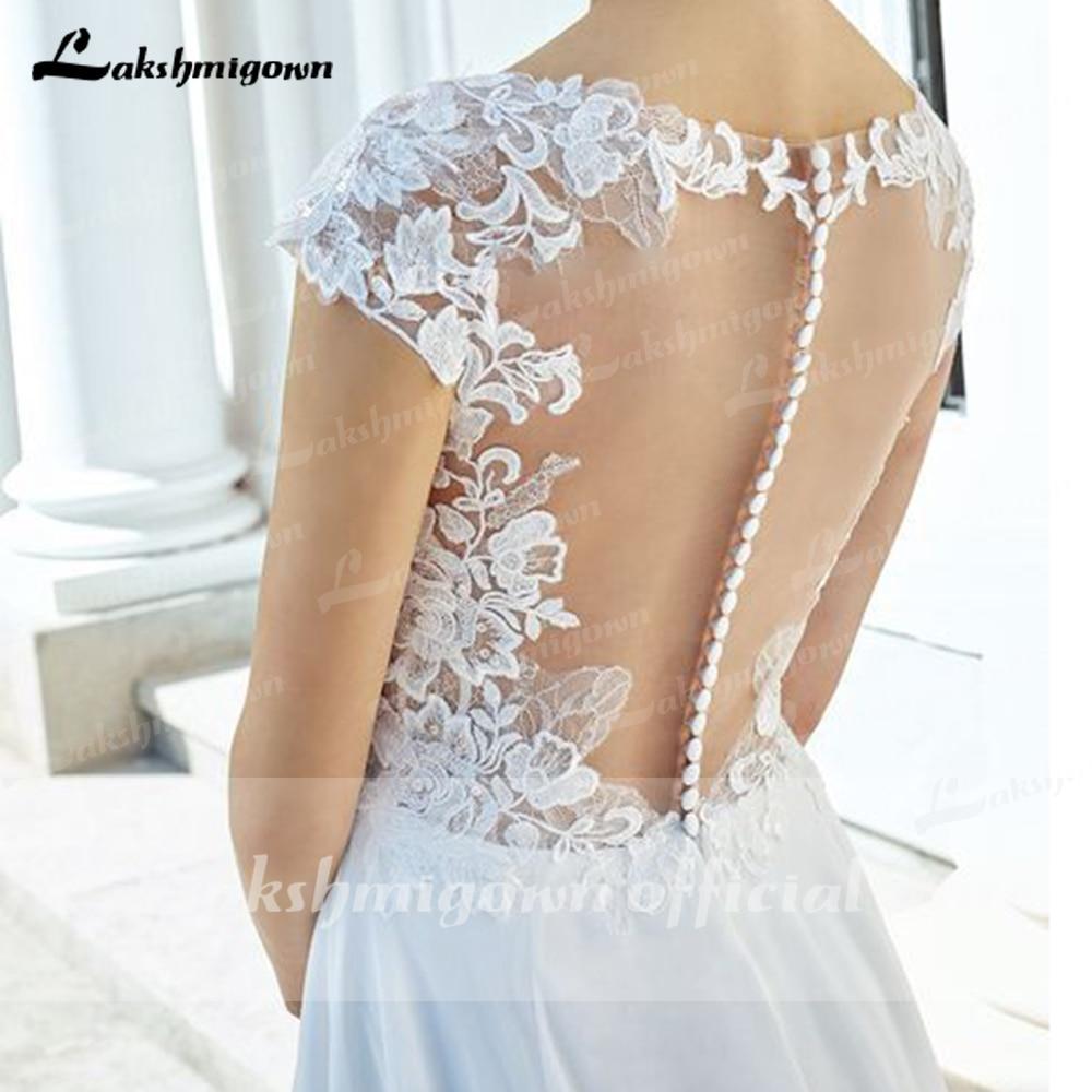 Deep V Neck Lace Backless Cap Sleeve Bridal Wedding Dresses - ROYCEBRIDAL OFFICIAL STORE