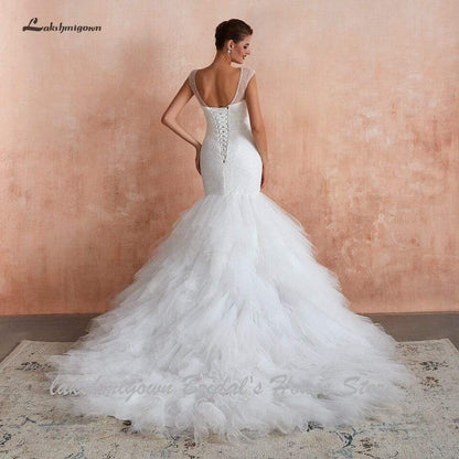 Dubai African Mermaid Wedding Dress Lace Up Back Luxury - ROYCEBRIDAL OFFICIAL STORE