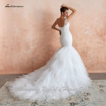 Dubai African Mermaid Wedding Dress Lace Up Back Luxury - ROYCEBRIDAL OFFICIAL STORE