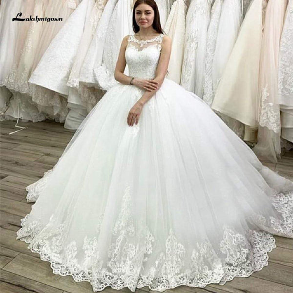 Dubai White Bridal Ball Gown Wedding Dress Floral Turkey – ROYCEBRIDAL ...