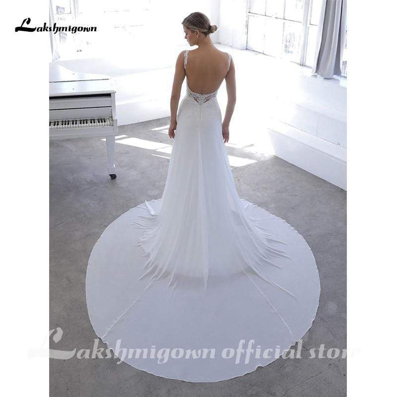 Elegant Bohemian A Line Chiffon Wedding Dresses Beach - ROYCEBRIDAL OFFICIAL STORE