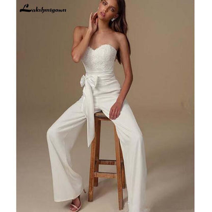 Elegant Jumpsuits Wedding Dresses Sweetheart Simple Wedding Dresses - ROYCEBRIDAL OFFICIAL STORE