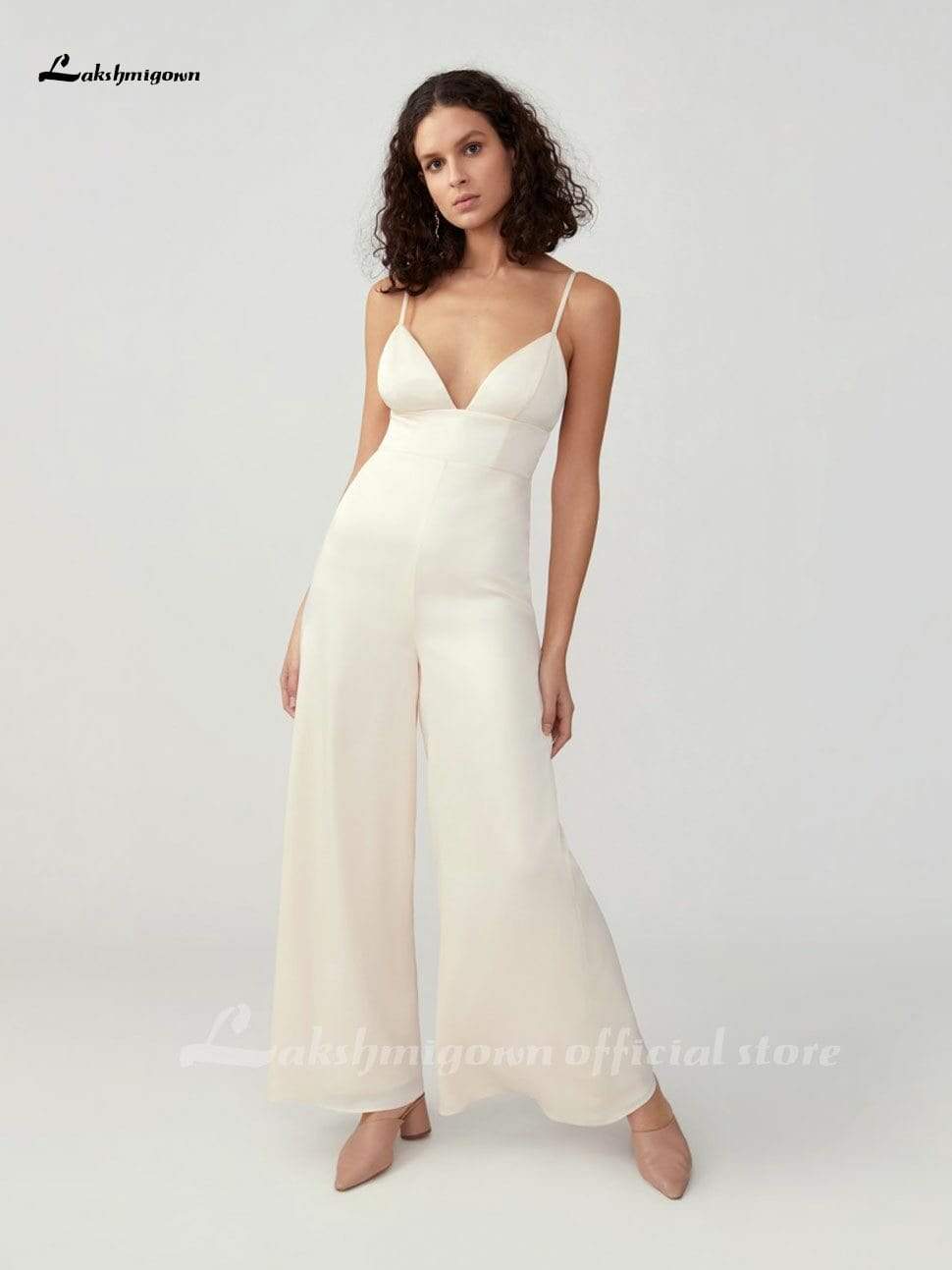 Elegant New Women Jumpsuit Wedding Dresses White Satin - ROYCEBRIDAL OFFICIAL STORE