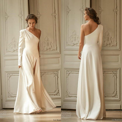 Elegant One Shoulder Wedding Dresses - ROYCEBRIDAL OFFICIAL STORE