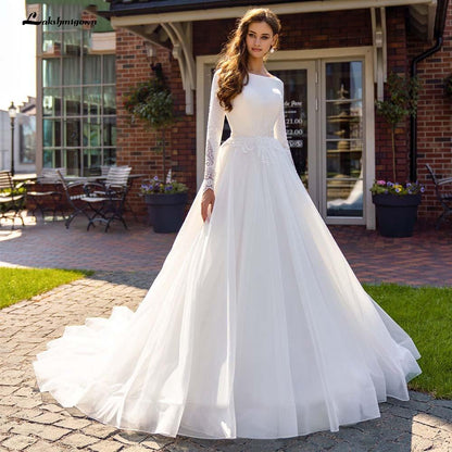 Full Lace Wedding Dresses Wedding Gowns Offer the shoulder - ROYCEBRIDAL OFFICIAL STORE