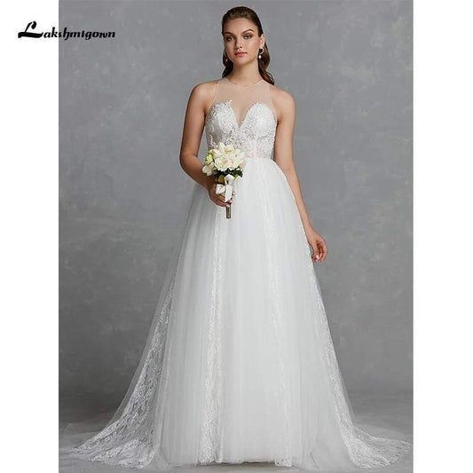 Glamorous Regular Straps Wedding Dresses Jewel Neck Court Train - ROYCEBRIDAL OFFICIAL STORE