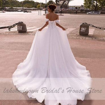 Glitter Tulle Wedding Gowns Sweetheart Off Shoulder Sexy - ROYCEBRIDAL OFFICIAL STORE